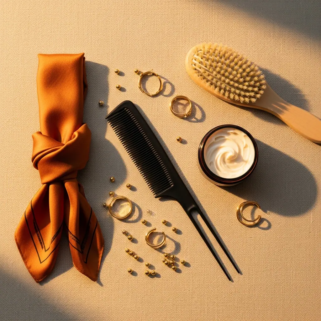 Beads and braiding accessories flatlay